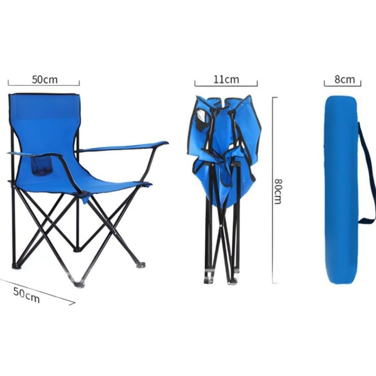 GENERICO - Silla de camping con apoya brazos playa piscina terraza AZUL