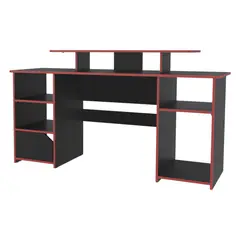 FMFURNITURE - Escritorio Gamer 885X1571X50 Cm Fm-045N Negro Y Rojo