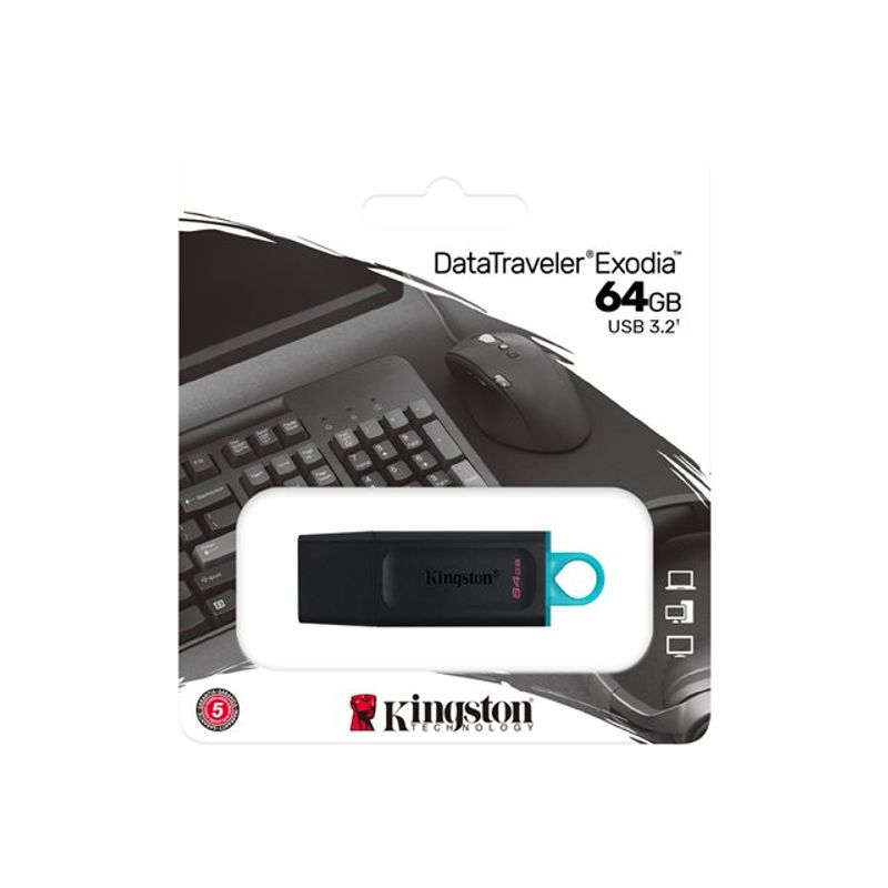 KINGSTON - KNG 64GB USB 3.2 Gen 1 Datatraveler Exodia Black