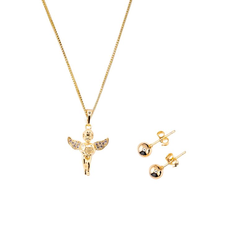 JOYAS MONTERO - Conjunto Angel Baño de Oro Con Micro Circones