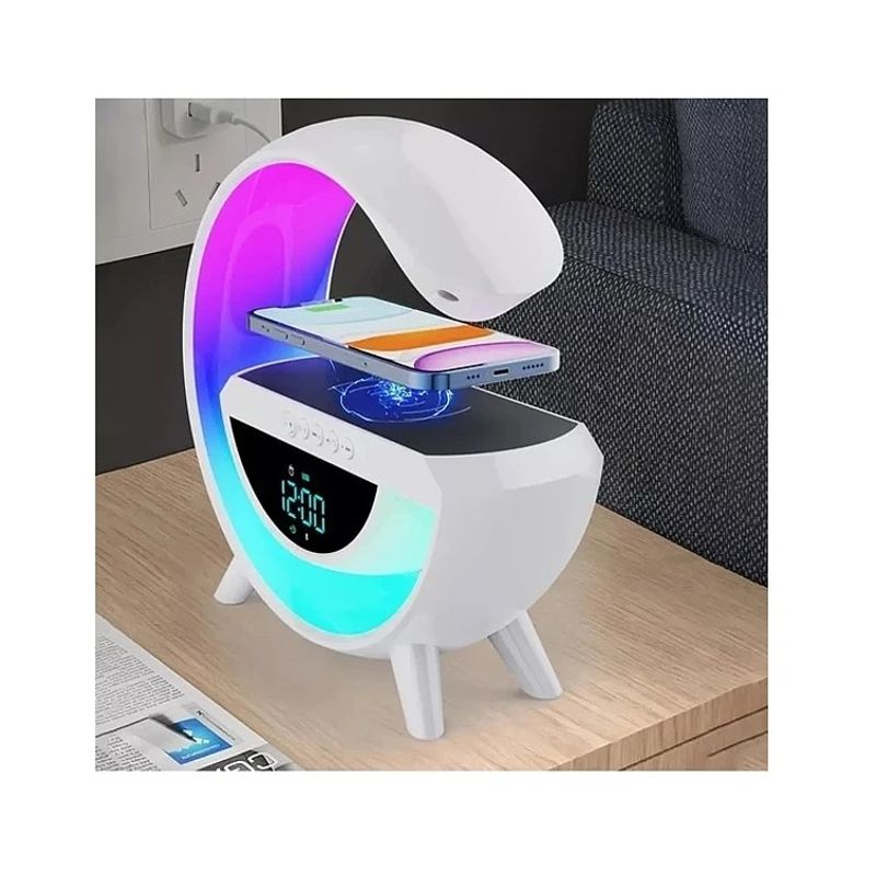 GENERICO - Lampara G Parlante Reloj Cargador Inalámbrico Bluetooth