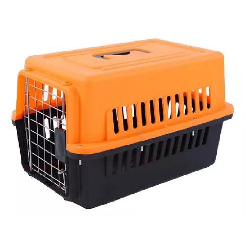 GENERICO - Caja transportadora para mascotas naranja y negro