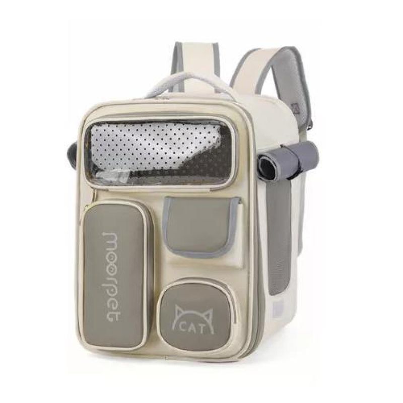GENERICO - Mochila bolso plegable para mascotas perro y gato gris