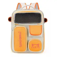GENERICO - Mochila bolso plegable para mascotas perro y gato naranja