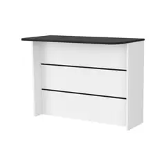 FMFURNITURE - Isla Cocina con 2 Repisas - Blanco y Negro 54.5x120x34 cm