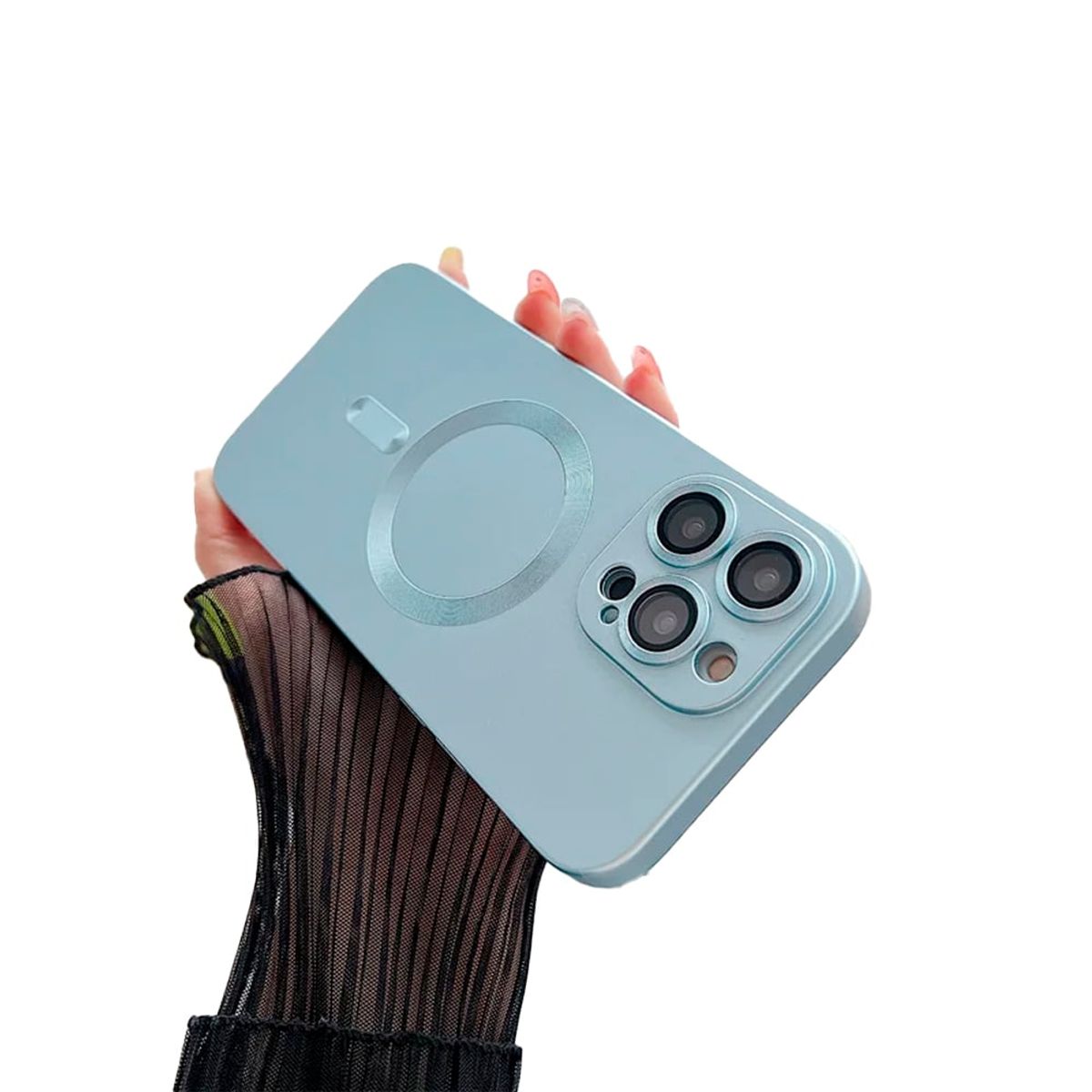 GENERICO - Carcasa Metalizada Para iPhone 16 Pro Max Magnetica Celeste