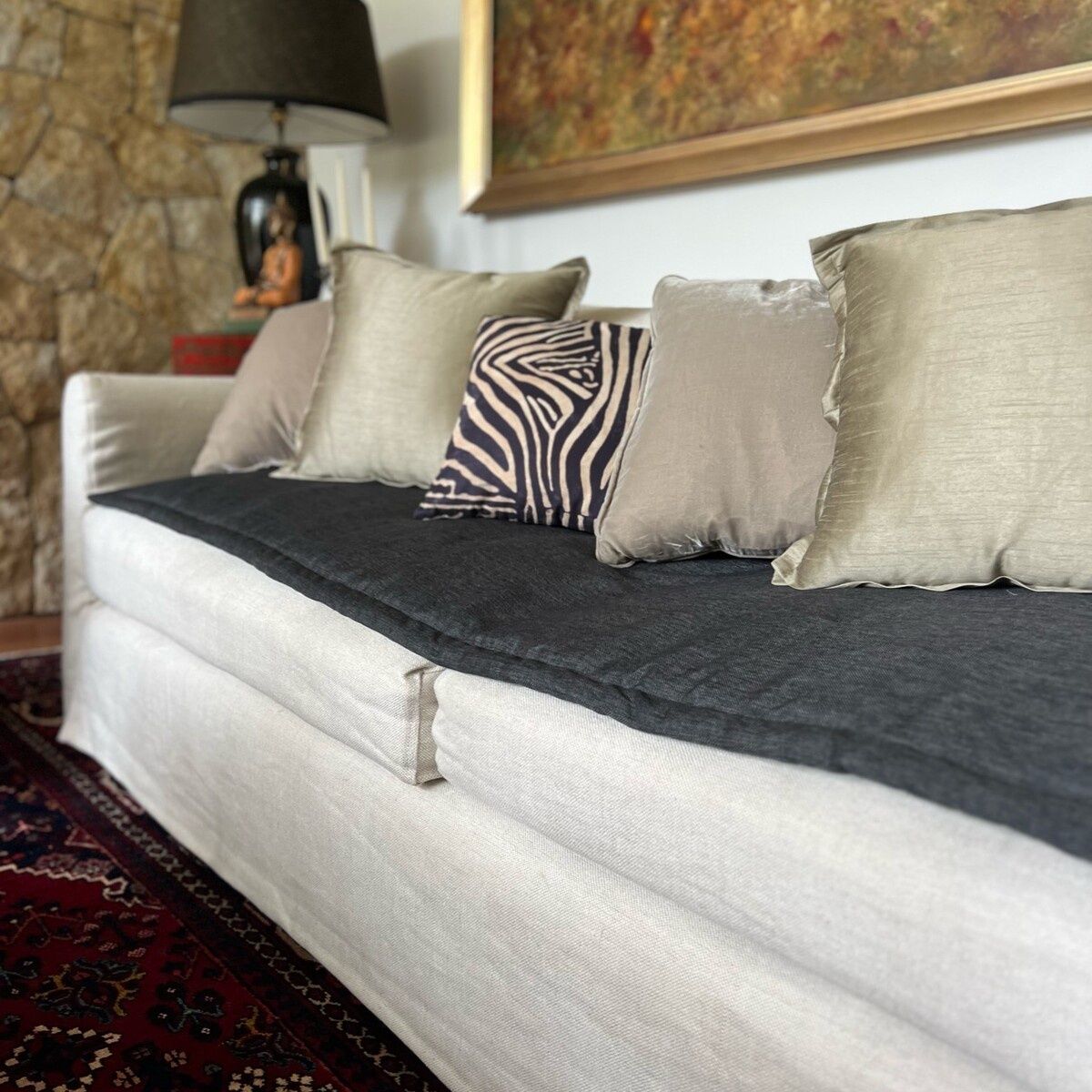 CASA CECILIA - Cobertor de Sofá Gris Oscuro 75x200