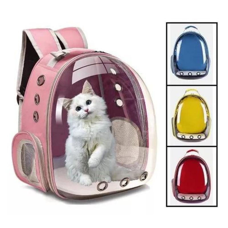 GENERICO - Bolso mochila porta mascotas color rosado
