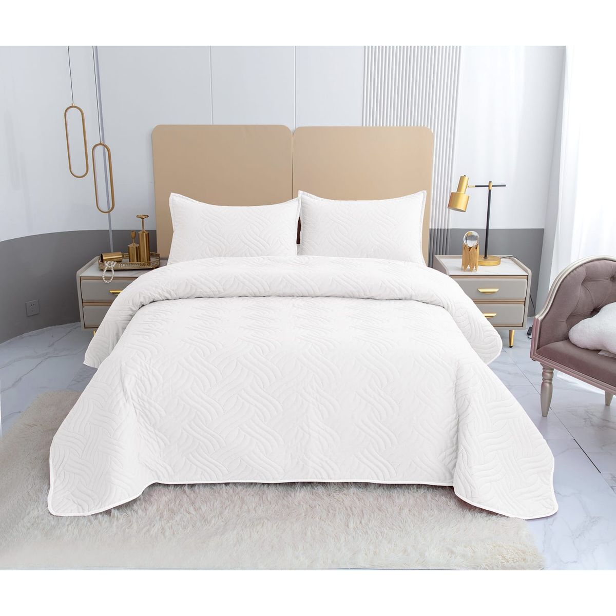 GENERICO - Cubrecamas quilt verano Liso color king