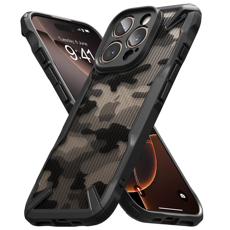 GENERICO - Carcasa Ringke Fusion-X Para iPhone 16 Pro Max- Camo Black
