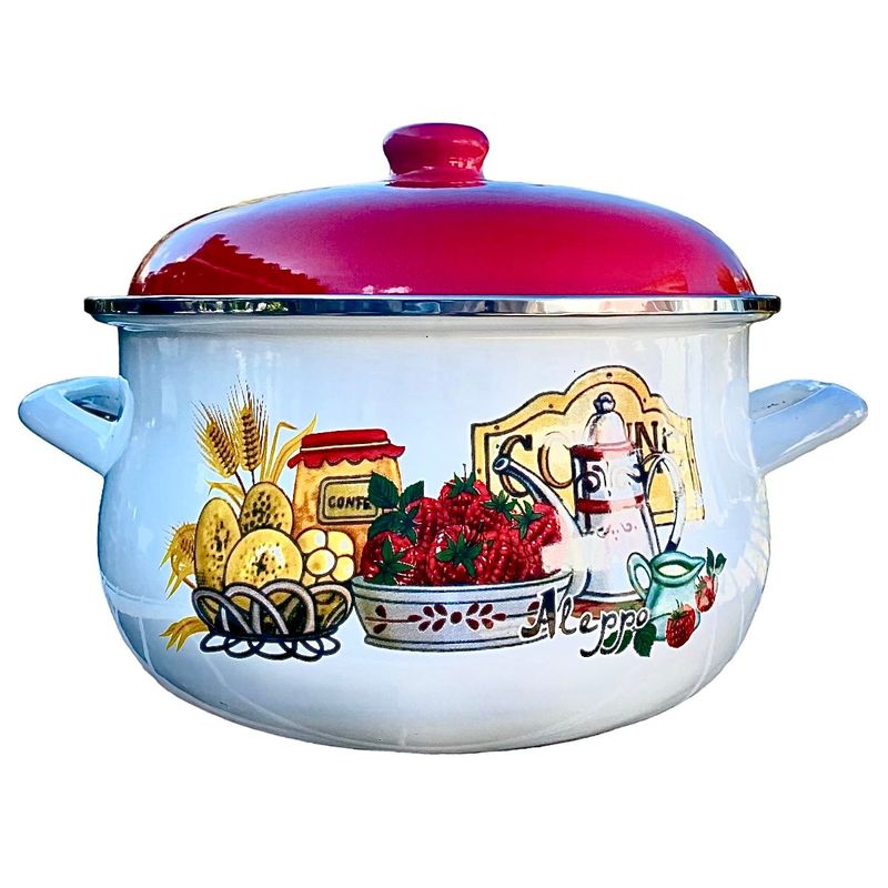 ALEPPO - Olla Cacerola Vintage Enlozada Con Diseño Fresa Aleppo 26 Cm