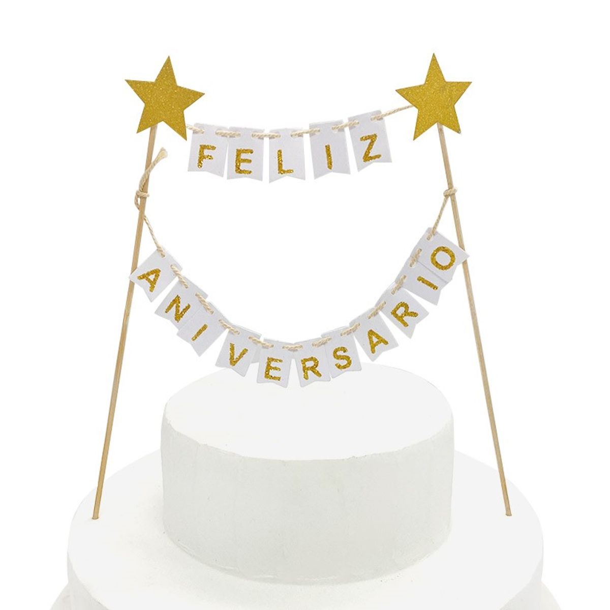 GENERICO - DECO TORTA FA BANDERINES BLANCO X1 UNI