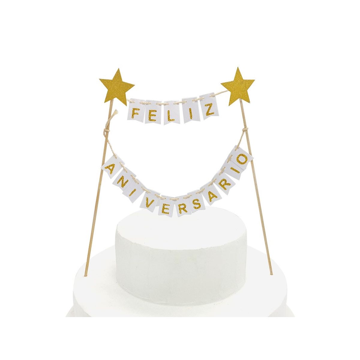 GENERICO - DECO TORTA FA BANDERINES BLANCO X1 UNI