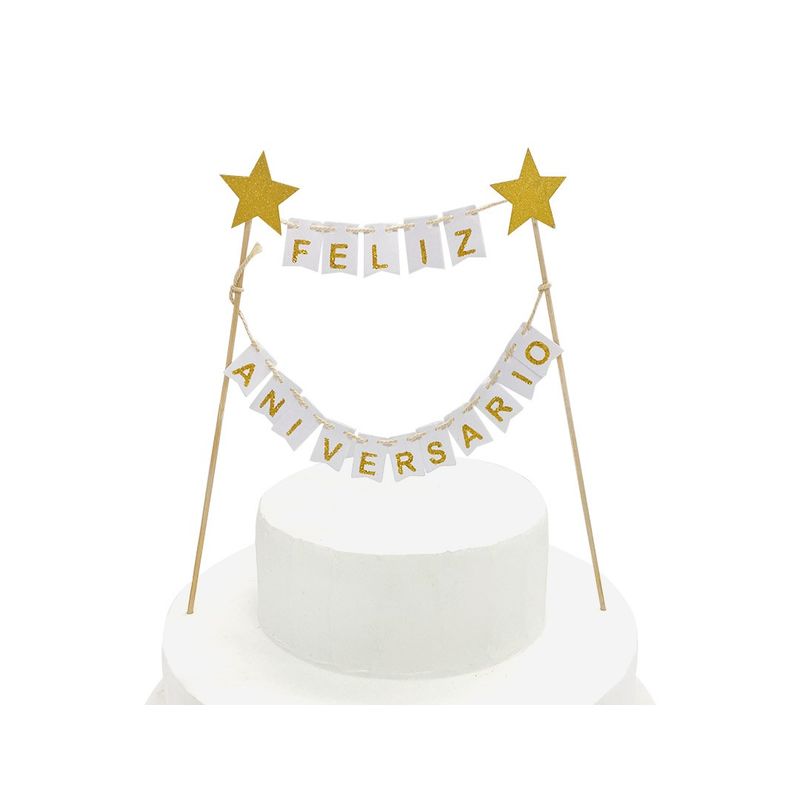 GENERICO - DECO TORTA FA BANDERINES BLANCO X1 UNI
