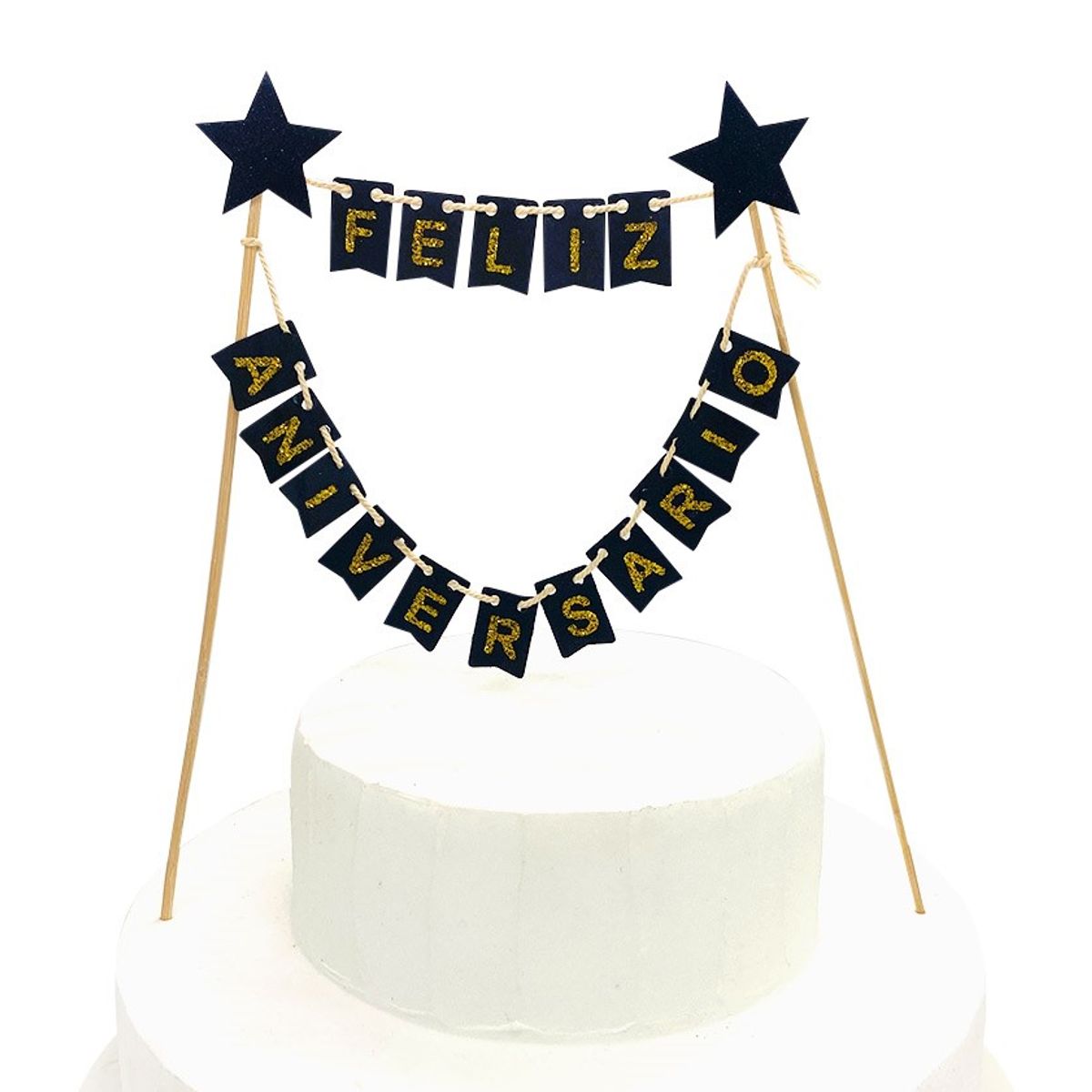 GENERICO - DECO TORTA FA BANDERINES NEGRO X1 UNI