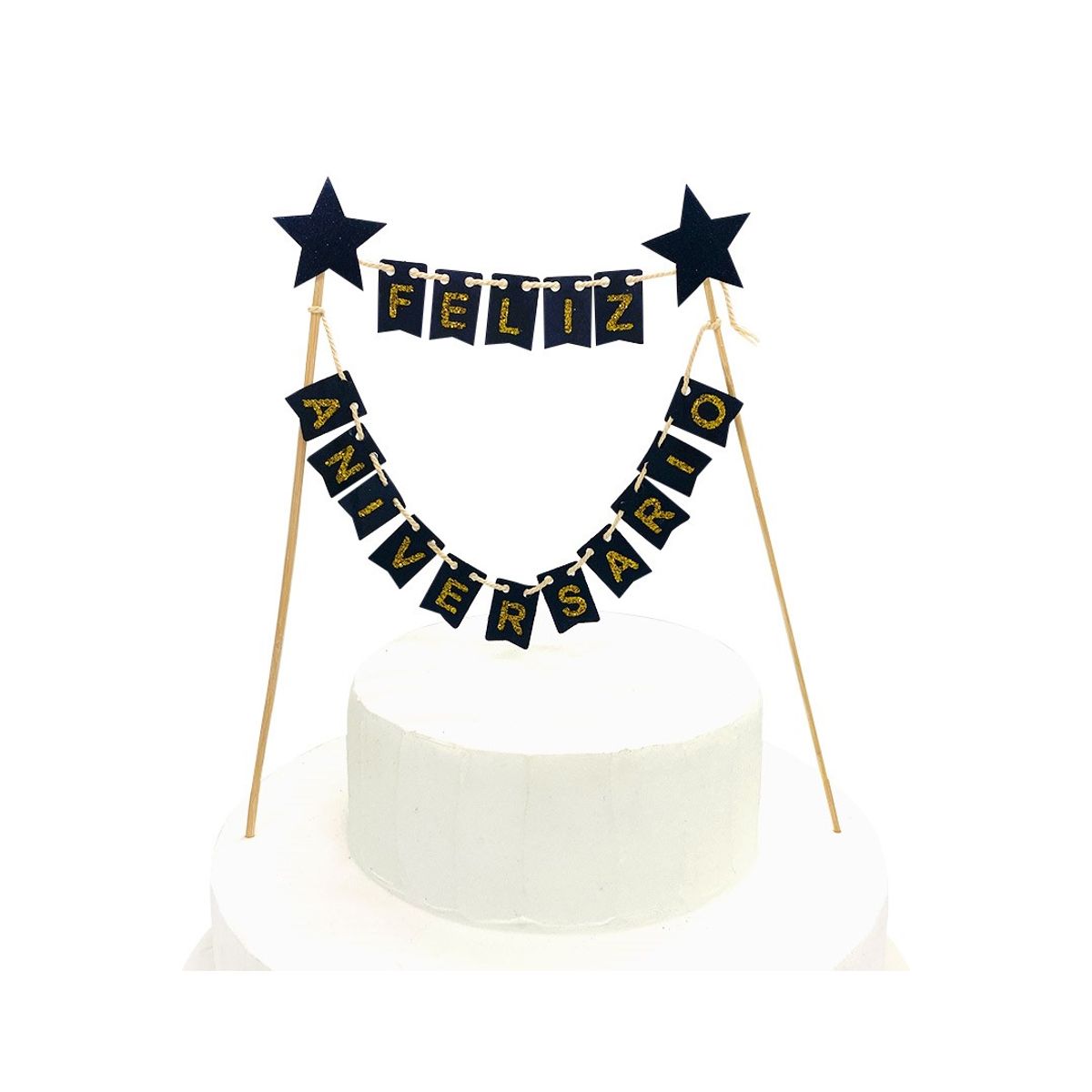 GENERICO - DECO TORTA FA BANDERINES NEGRO X1 UNI