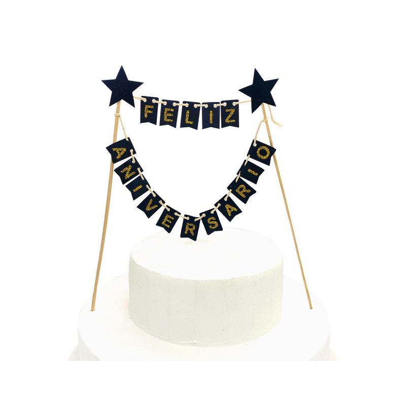 GENERICO - DECO TORTA FA BANDERINES NEGRO X1 UNI