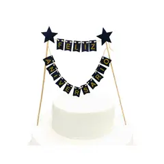 GENERICO - DECO TORTA FA BANDERINES NEGRO X1 UNI