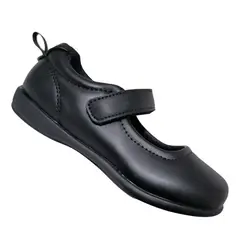 GENERICO - Zapato Escolar De Cuero Para Niña Ajuste Velcro Negro 7504