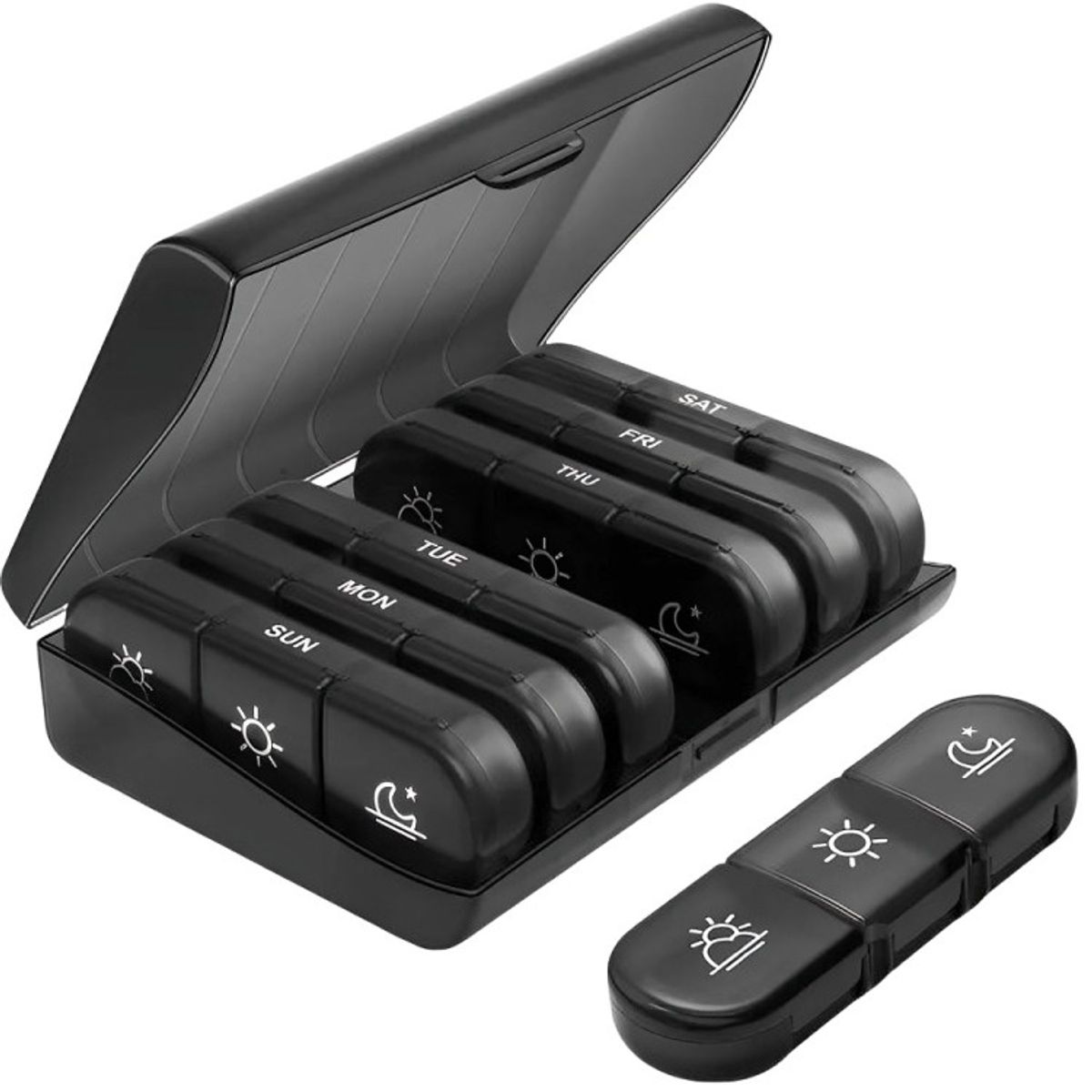 OEM - Pastillero Semanal Organizador Portátil negro