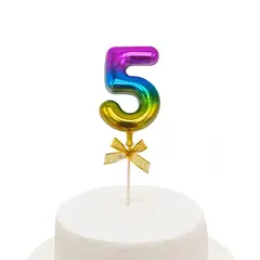 GENERICO - TOPPER TORTA NUMERAL MULTICOLOR 5