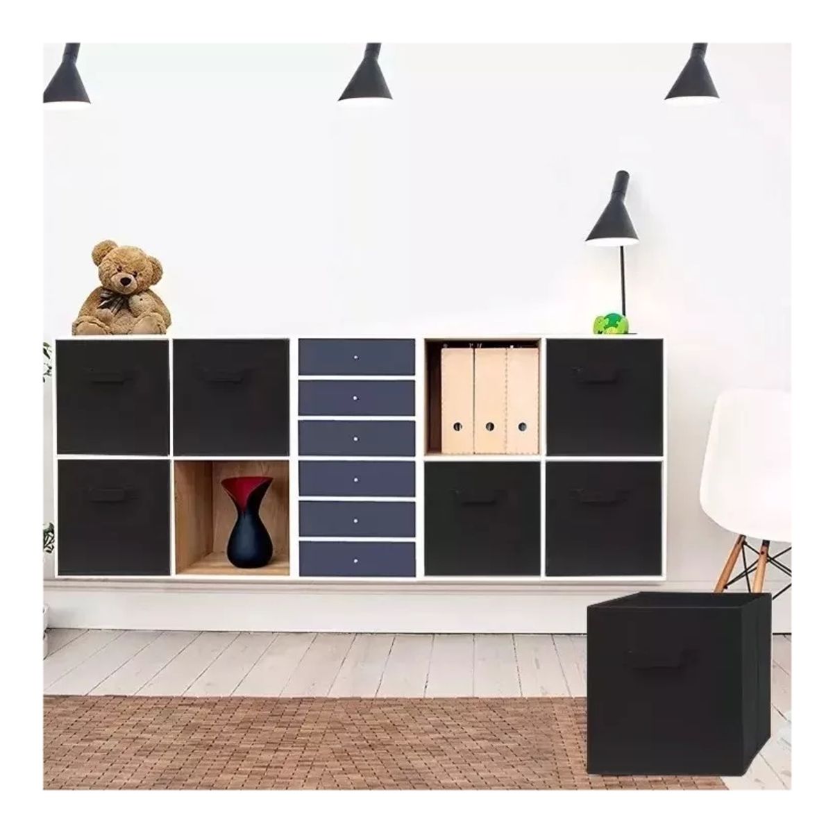 GENERICO - Set De 2 Cajas Organizadoras Plegables de Tela Negra