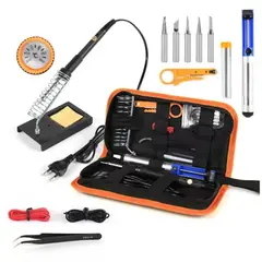 FACTORYTECH - Kit Herramientas Electrónicas 15 Piezas Cautin Soldar 60W Lapiz