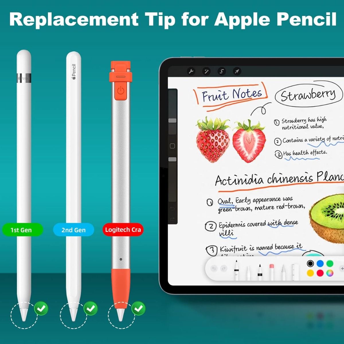 GENERICO - Punta Reemplazo Para Apple Pencil 1era Y 2da Gen Pack 6 Uni