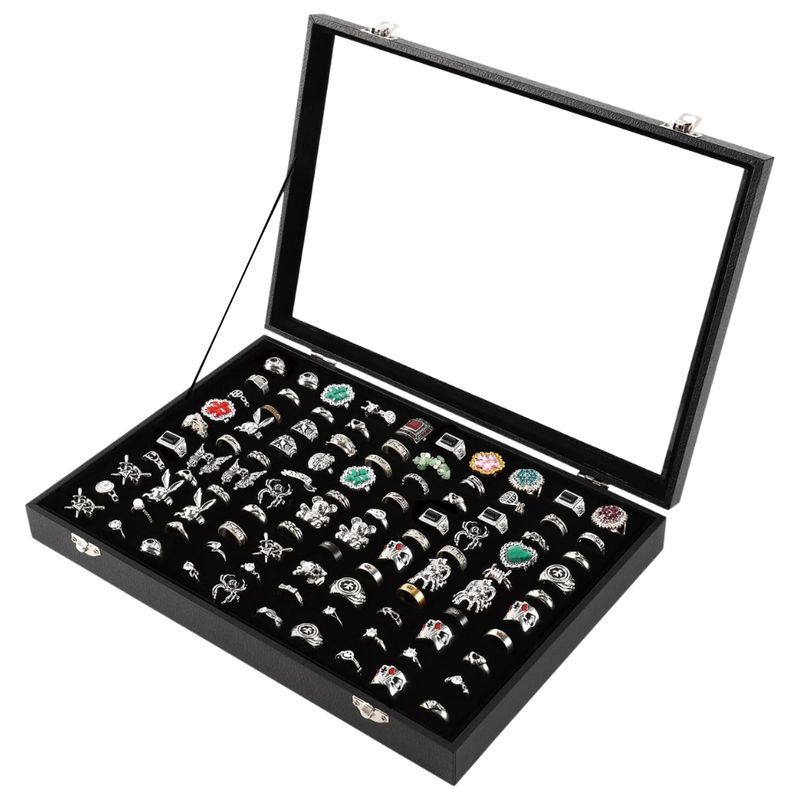 GENERICO - Organizador Exhibidor Maleta 100 Anillos Aros Terciopelo