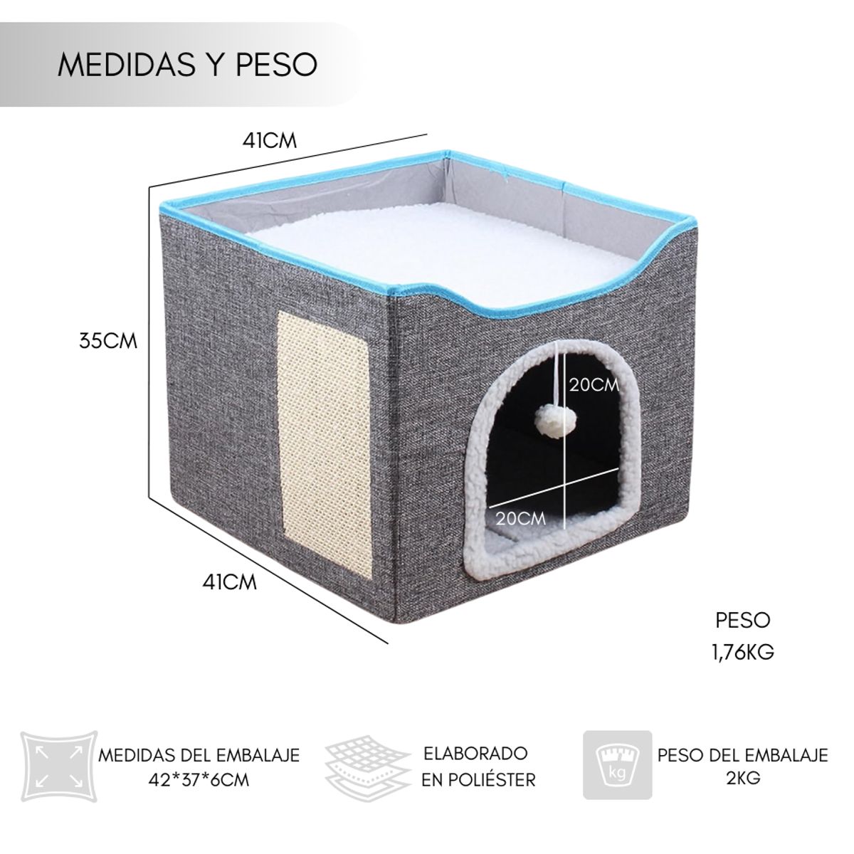 GENERICO - Cama Casa Iglu Para Mascotas Gato Y Perro Pequeño Desarmable