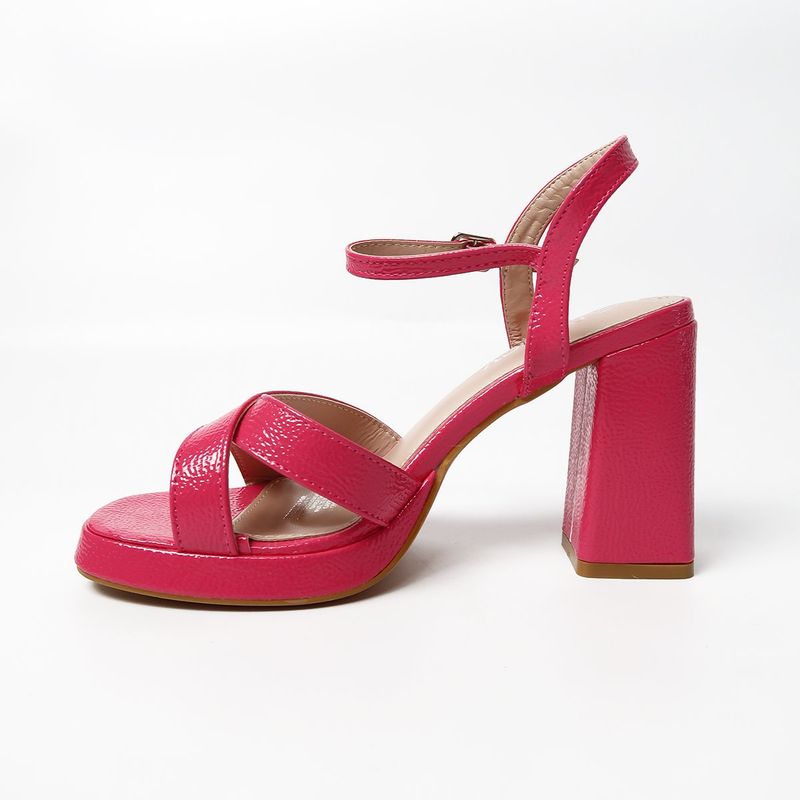 DANCY - Sandalia Taco Bajo Fiestero Blanco Negro y Rosa