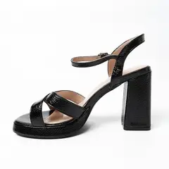 DANCY - Sandalia Taco Bajo Fiestero Blanco Negro y Rosa