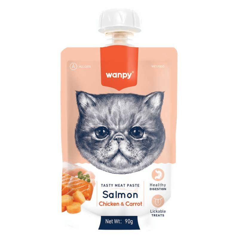 WANNA - Wanpy Cat Snack Tasty Meat Salmon Pasta Cremosa Salmon 90Gr