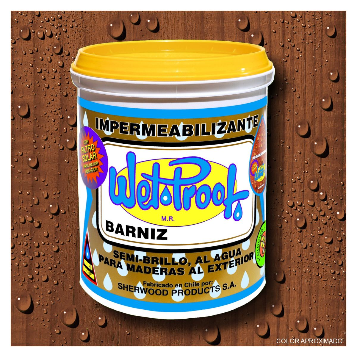 WETPROOF - BARNIZ MADERAS EXTERIOR IMPERMEABILIZANTE WET PROOF® CASTAÑO 1 GALON