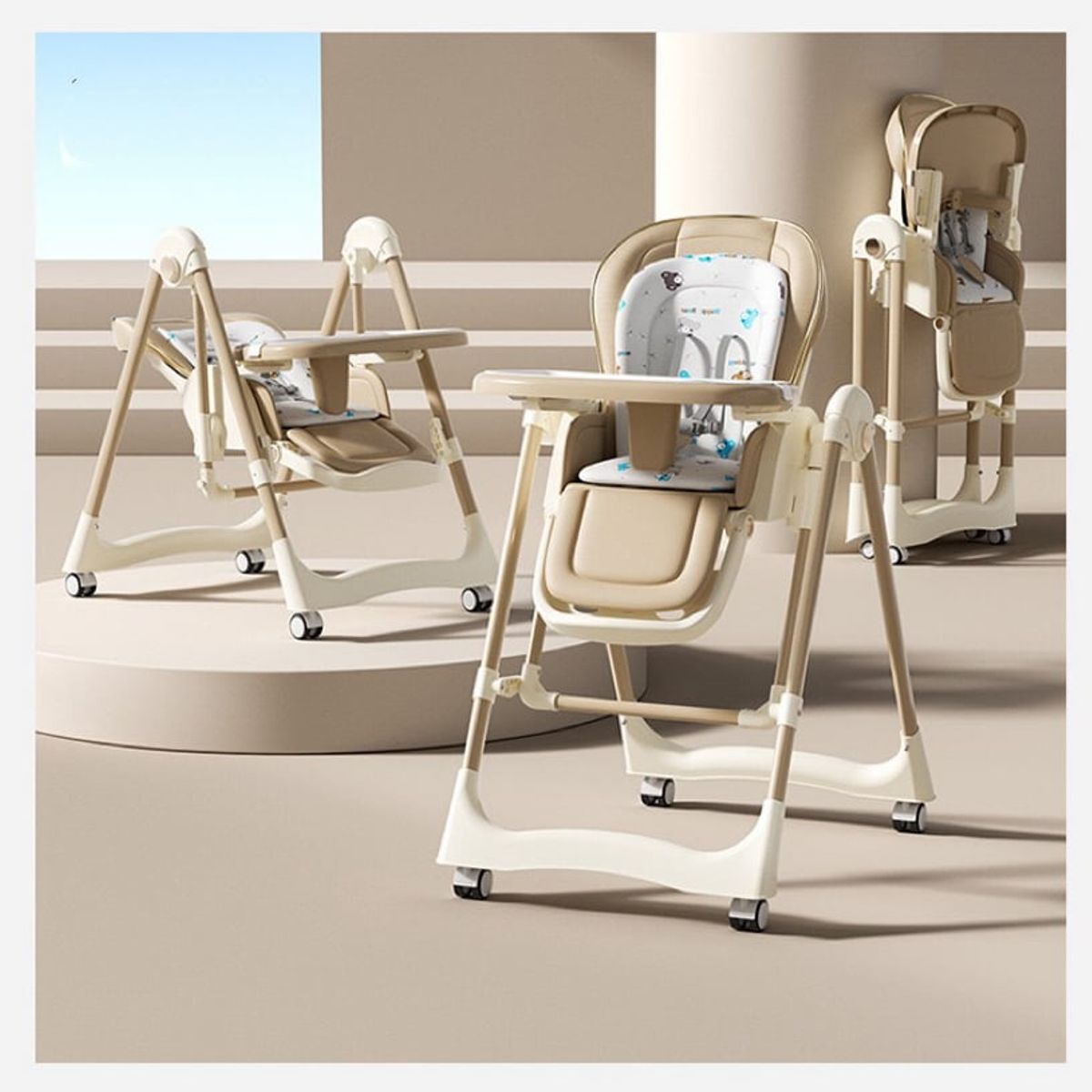 GOLDEN BABY'S - Silla de comer Plegable Multifuncional 3 en 1 de bebé Brown