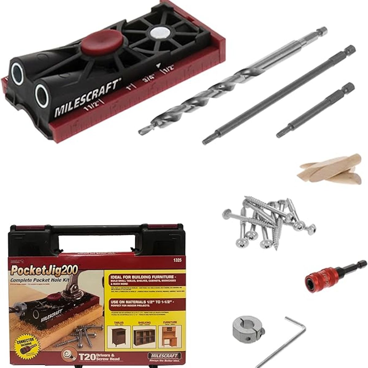 MILESCRAFT - Kit Guia De Perforacion Pocketjig200 (75pzs) 1325 Milescraft