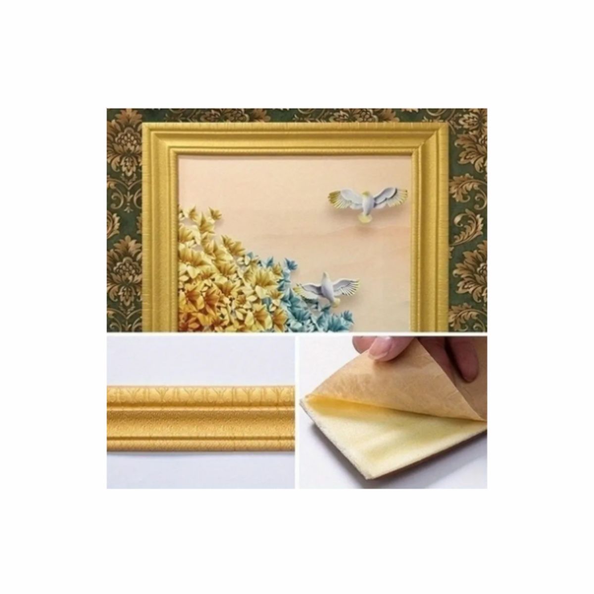 GENERICO - Pack 5 Rollo Guardapolvo Moldura Adhesivo 230 Cm Amarillo