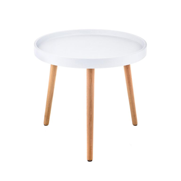 Mesa Lateral Redonda Armenia, 50 cm , Diseno Minimalista Blanco
