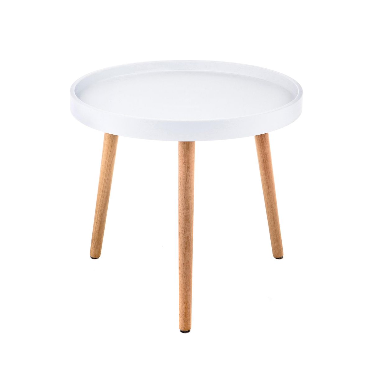 PANDALINO - Mesa Lateral Redonda Armenia, 50 cm , Diseño Minimalista Blanco