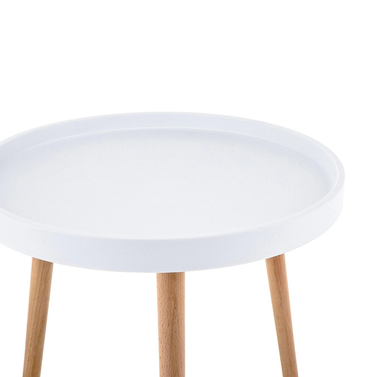 PANDALINO - Mesa Lateral Redonda Armenia, 50 cm , Diseño Minimalista Blanco