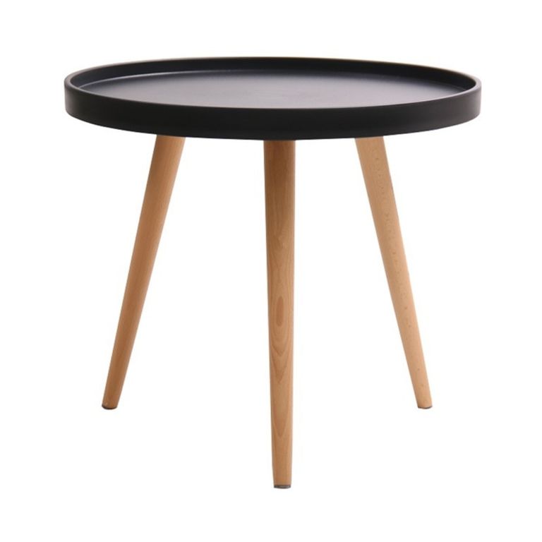 Mesa Lateral Redonda Armenia, 50 cm Diametro, Diseno Minimalista Negro