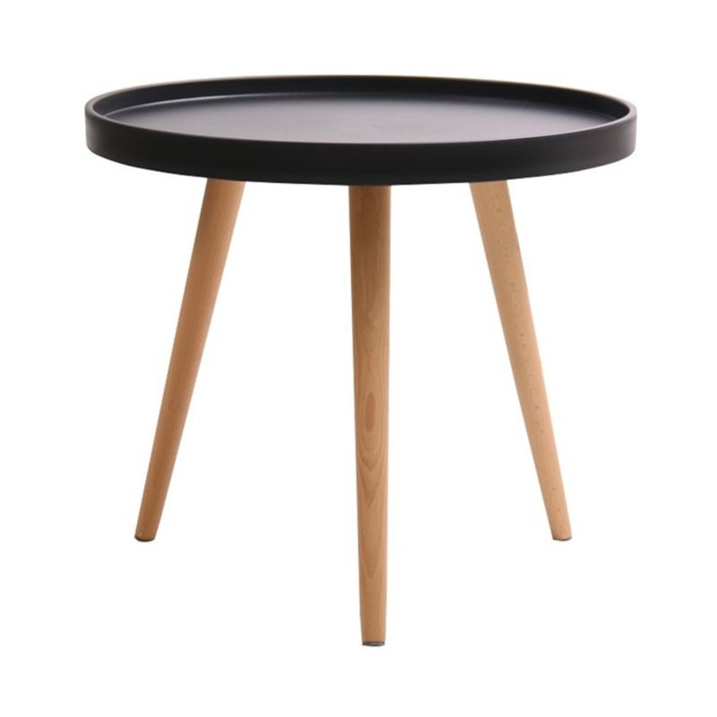 PANDALINO - Mesa Lateral Redonda Armenia, 50 cm Diámetro, Diseño Minimalista Negro