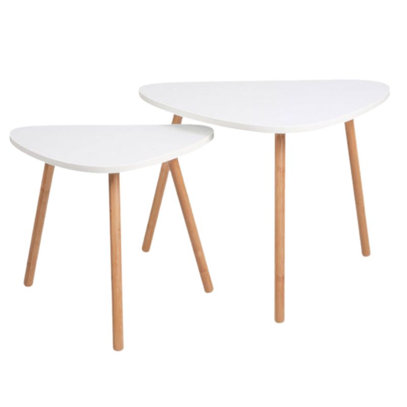 PANDALINO - Set 2 Mesas Auxiliares Elis - Diseño Nórdico Minimalista - Blanco