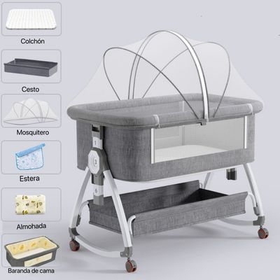 Imagen 2 del producto Cuna Colecho con Cesta Mosquitero Cambiador Colchon Gris