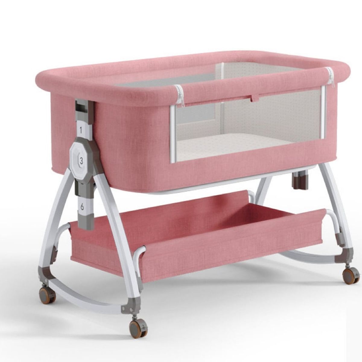 GOLDEN BABY'S - Cuna Colecho con Cesta Mosquitero Cambiador Colchon Rosado