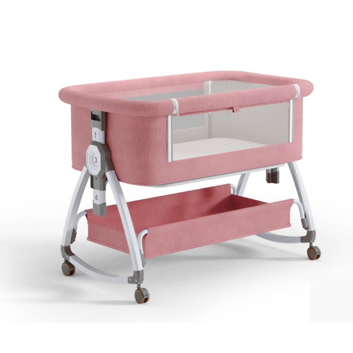 GOLDEN BABY'S - Cuna Colecho con Cesta Mosquitero Cambiador Colchon Rosado