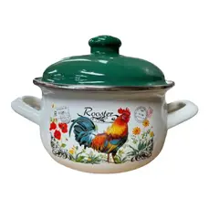 ALEPPO - Olla Cacerola Vintage Enlozada Con Gallo 22 Cm