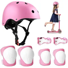 B4 ADVENTURE - Set de Protección Patinaje con Casco Ajustables para Ciclismo rosa