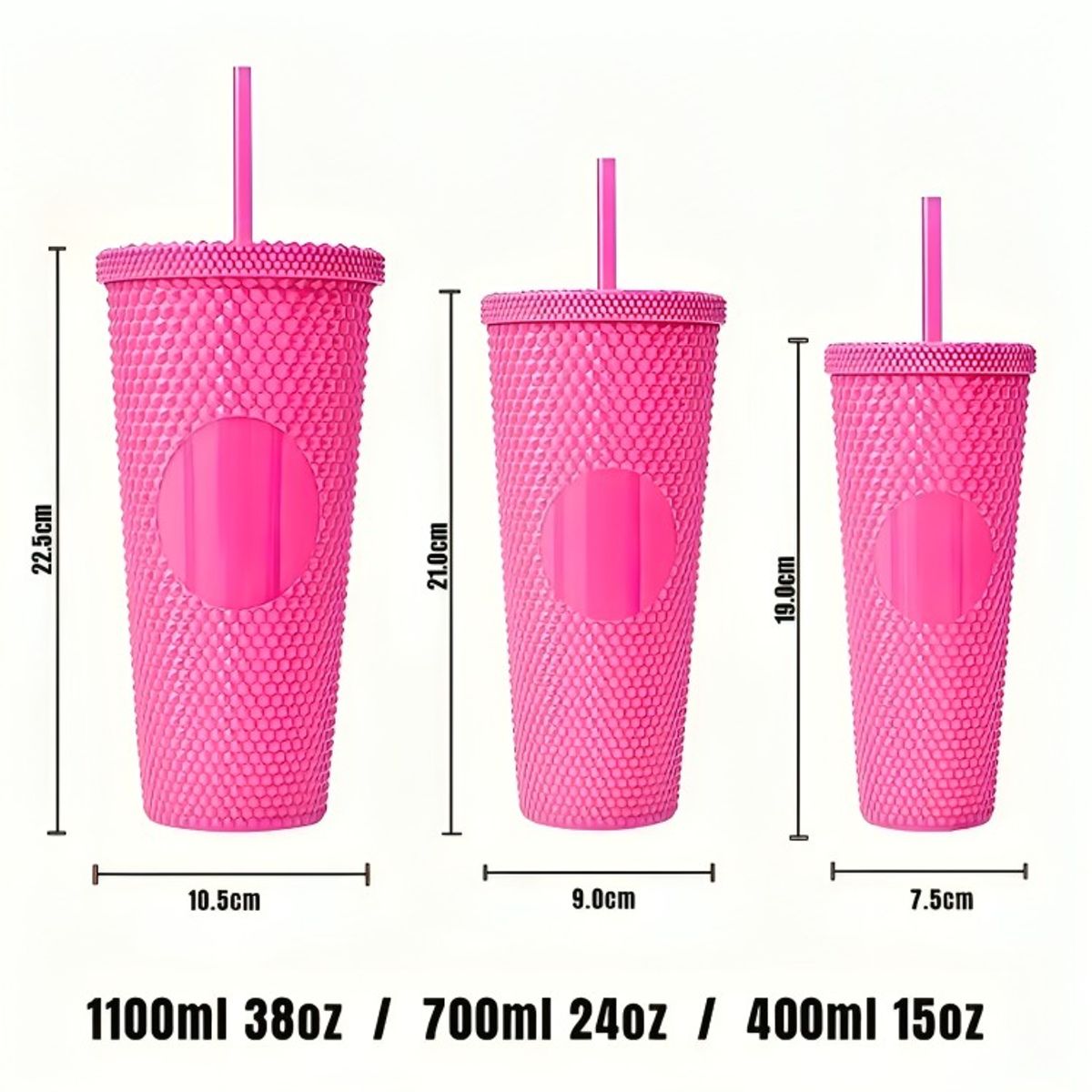 OEM - Pack De 3 Vasos Tumbler Tipo Starbucks rosa