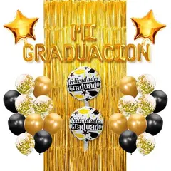 GENERICO - Set Cortina Globo Mi Graduacion Dorado